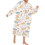 Corgi Dog Pattern Blanket Robe with Sleeves