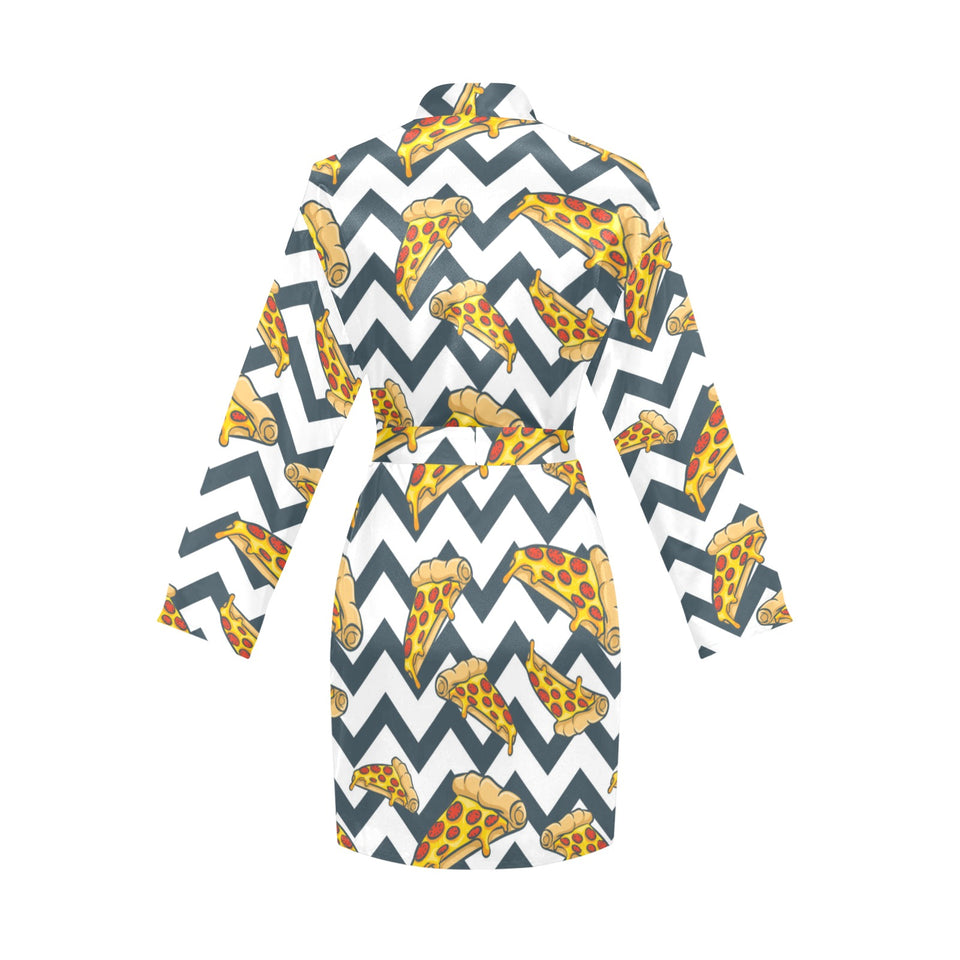 Pizza design pattern Women's Long Sleeve Belted Night Robe