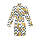 Pizza design pattern Women's Long Sleeve Belted Night Robe