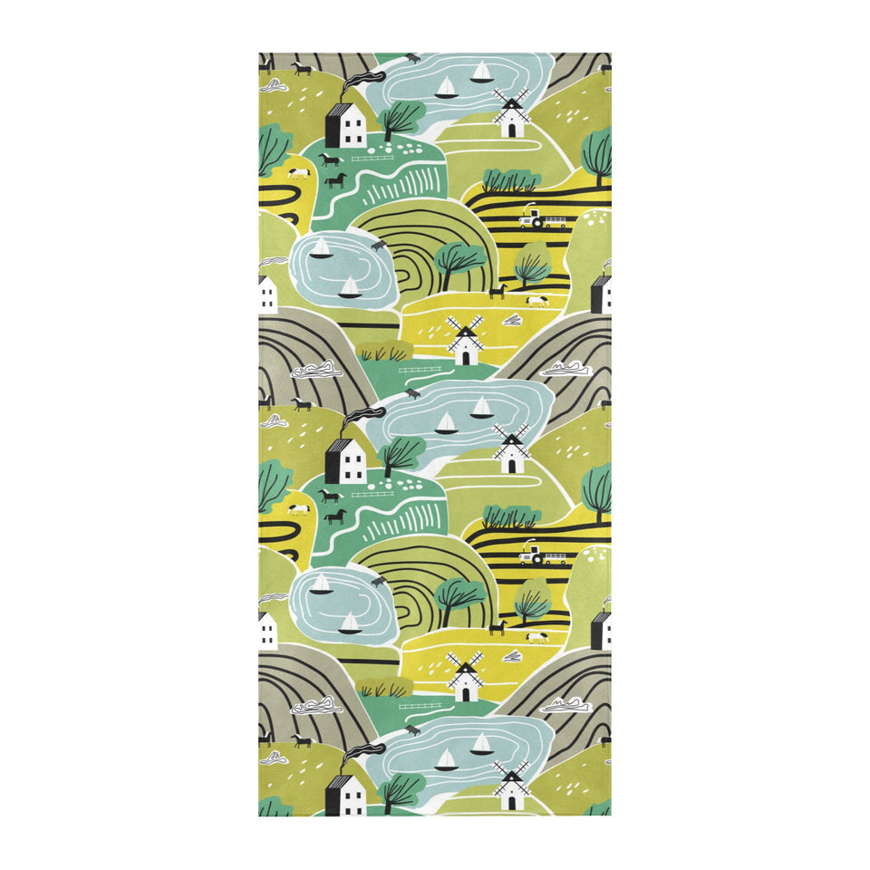 Hand drawn windmill pattern Beach Towel