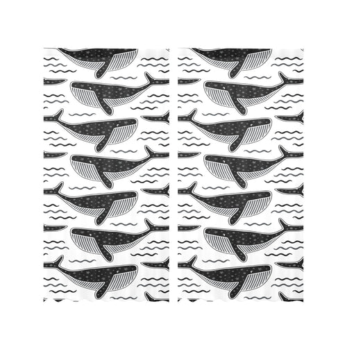 Black whale pattern Gauze Curtain