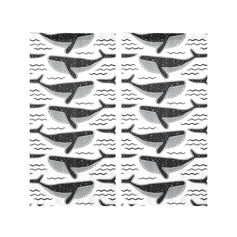Black whale pattern Gauze Curtain
