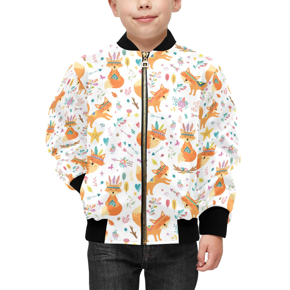 cute tribal fox pattern Kids' Boys' Girls' Bomber Jacket