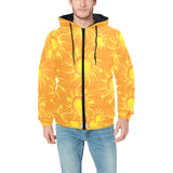 Sun orange background Men's Padded Hooded Jacket