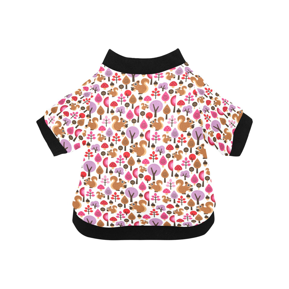Squirrel Pattern Print Design 02 All Over Print Pet Dog Round Neck Fuzzy Shirt
