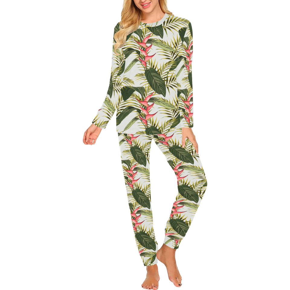 heliconia pattern Women's All Over Print Pajama Set