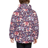 Elephant indian style ornament pattern Kids' Boys' Girls' Padded Hooded Jacket