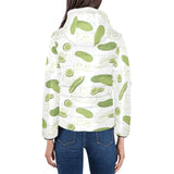 Cucumber sketch pattern Women's Padded Hooded Jacket
