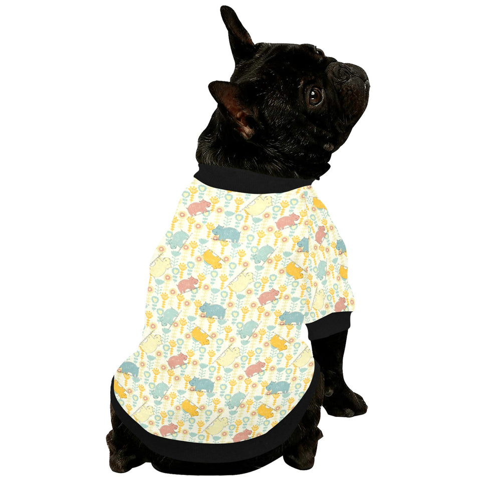 Hippopotamus Pattern Print Design 04 All Over Print Pet Dog Round Neck Fuzzy Shirt