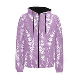 Lavender flowers purple pattern Men's Padded Hooded Jacket