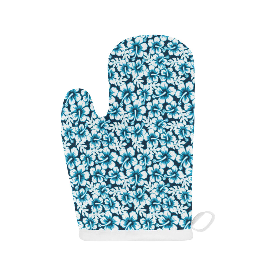 Hibiscus Pattern Print Design 04 Heat Resistant Oven Mitts