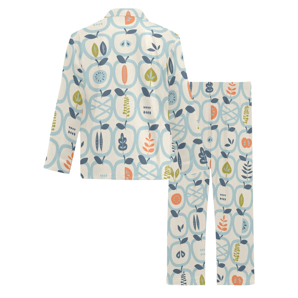 apples leaves pattern Men's Long Pajama Set