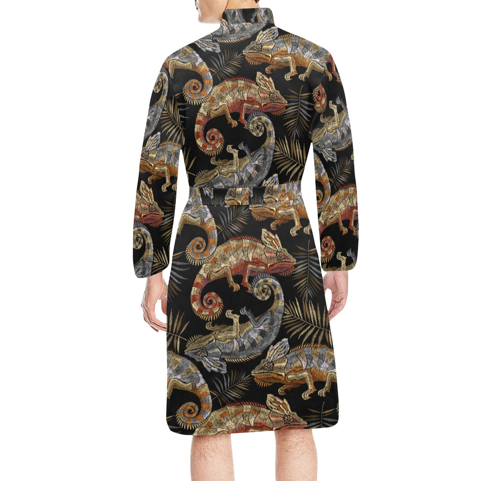 Cute dinosaurs pattern Men's Long Sleeve Belted Night Robe
