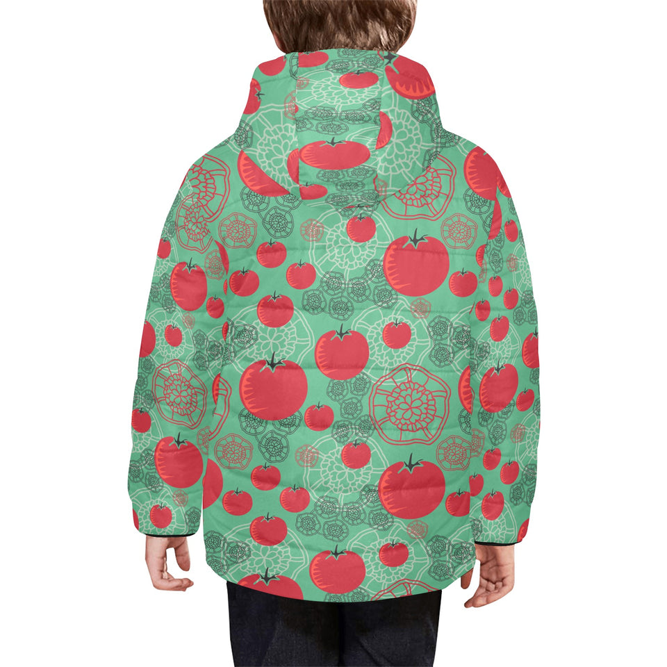 Tomato design pattern Kids' Boys' Girls' Padded Hooded Jacket