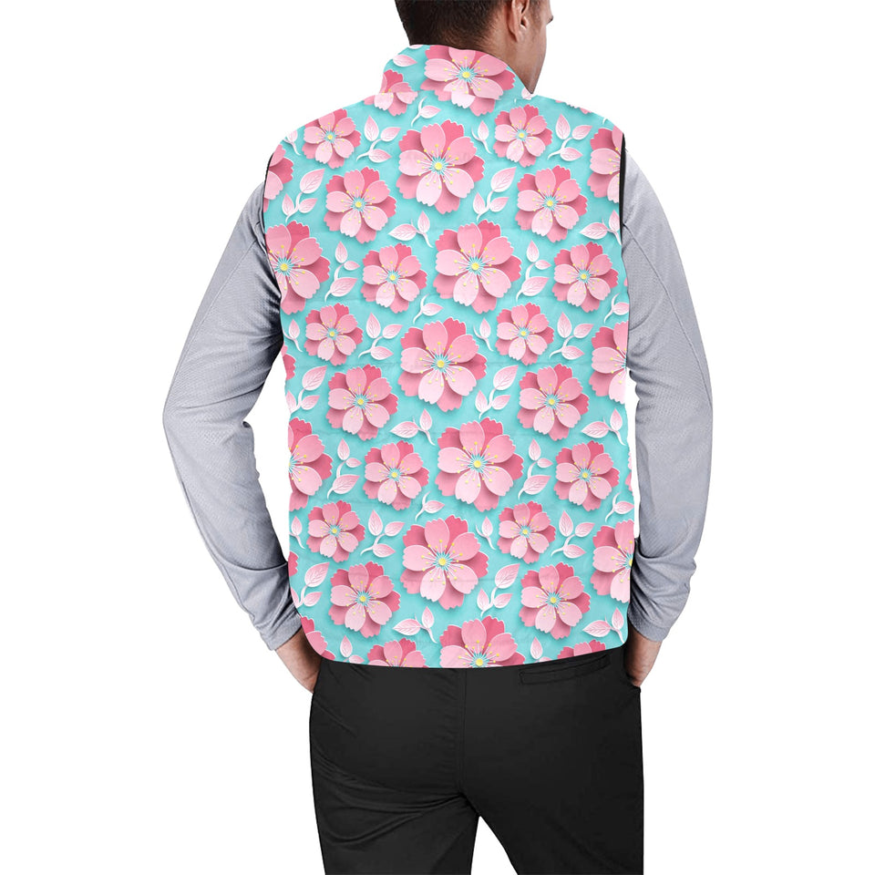 3D sakura cherry blossom pattern Men's Padded Vest