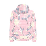 Japanese crane rose pattern Men's Padded Hooded Jacket