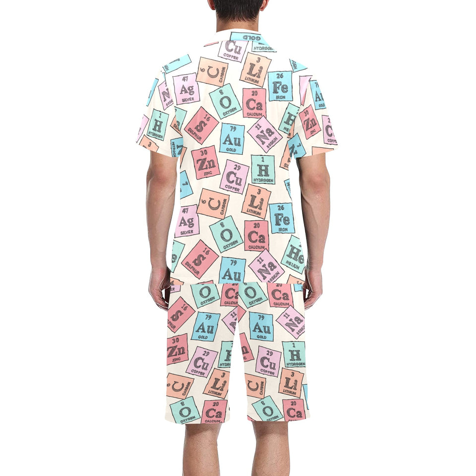Chemistry Periodic Table Pattern Print Design 02 Men's V-Neck Short Pajama Set