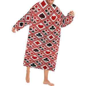 Casino Cards Suits Pattern Print Design 03 Blanket Robe with Sleeves