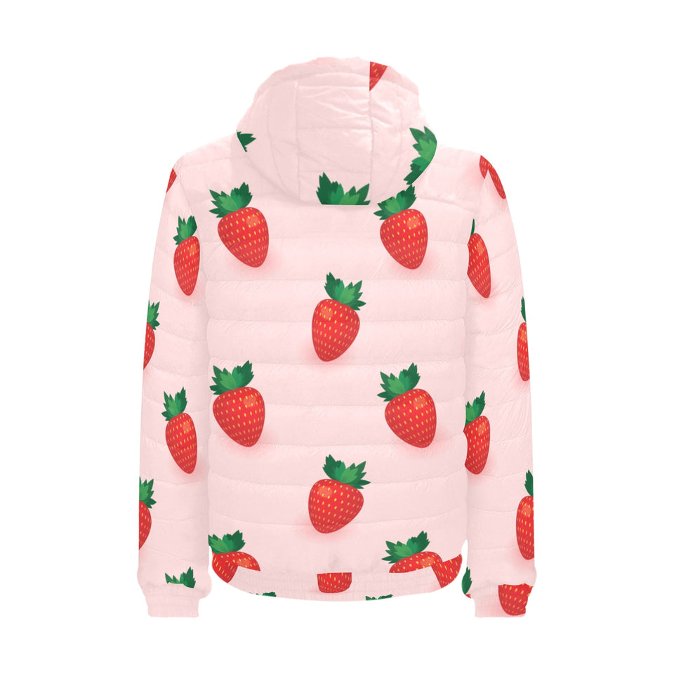Strawberry beautiful pattern Men's Padded Hooded Jacket
