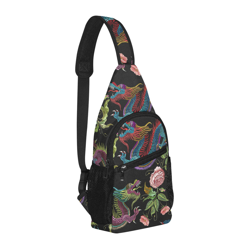 Dragons flower pattern All Over Print Chest Bag