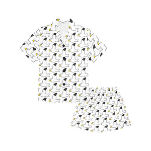 Seagull Pattern Print Design 05 Kids' Boys' Girls' V-Neck Short Pajama Set