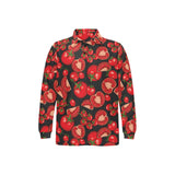 Tomato black background Men's Long Sleeve Polo Shirt