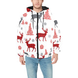 Deer tree snowflakes chrismas pattern Men's Padded Hooded Jacket