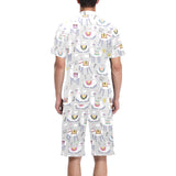 Cute Llama Alpaca pattern Men's V-Neck Short Pajama Set