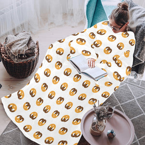 Pretzels Pattern Print Design 02 Blanket Robe with Sleeves