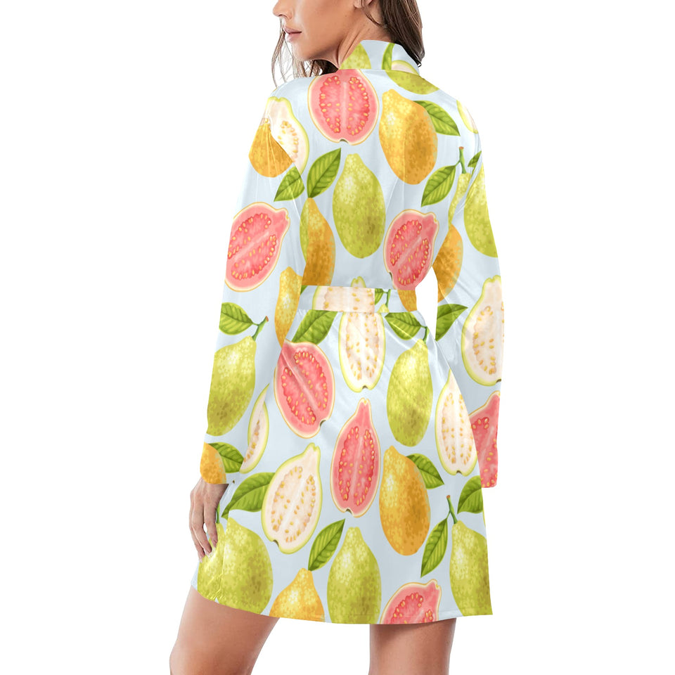 Guava design pattern Women's Long Sleeve Belted Night Robe