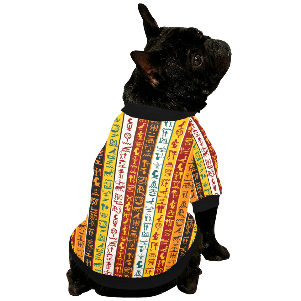 Egypt Hieroglyphics Pattern Print Design 01 All Over Print Pet Dog Round Neck Fuzzy Shirt
