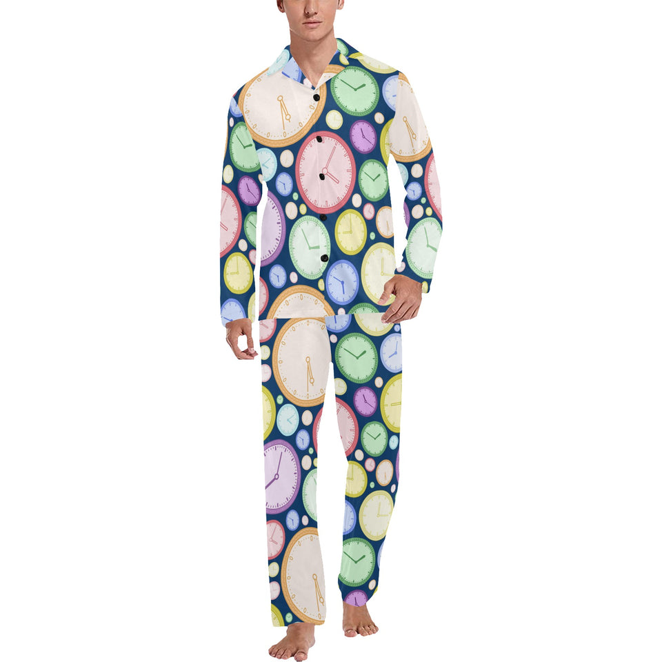 Colorful clock background Men's Long Pajama Set