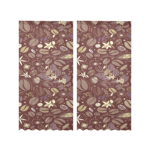 Coffee bean flower pattern Gauze Curtain
