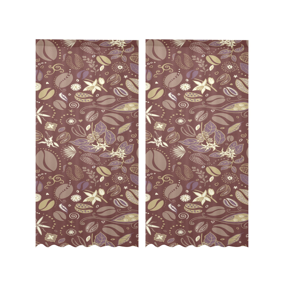 Coffee bean flower pattern Gauze Curtain