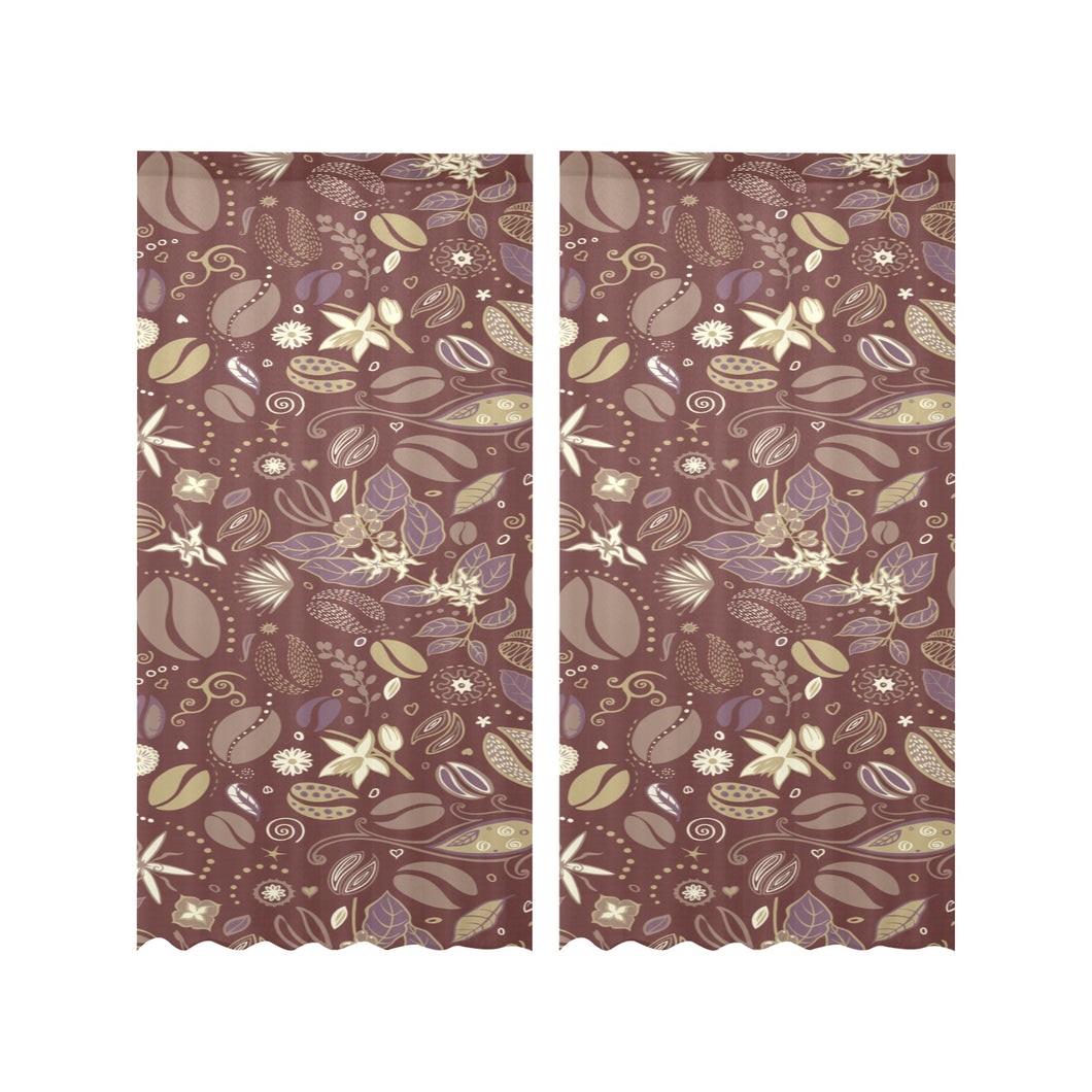 Coffee bean flower pattern Gauze Curtain