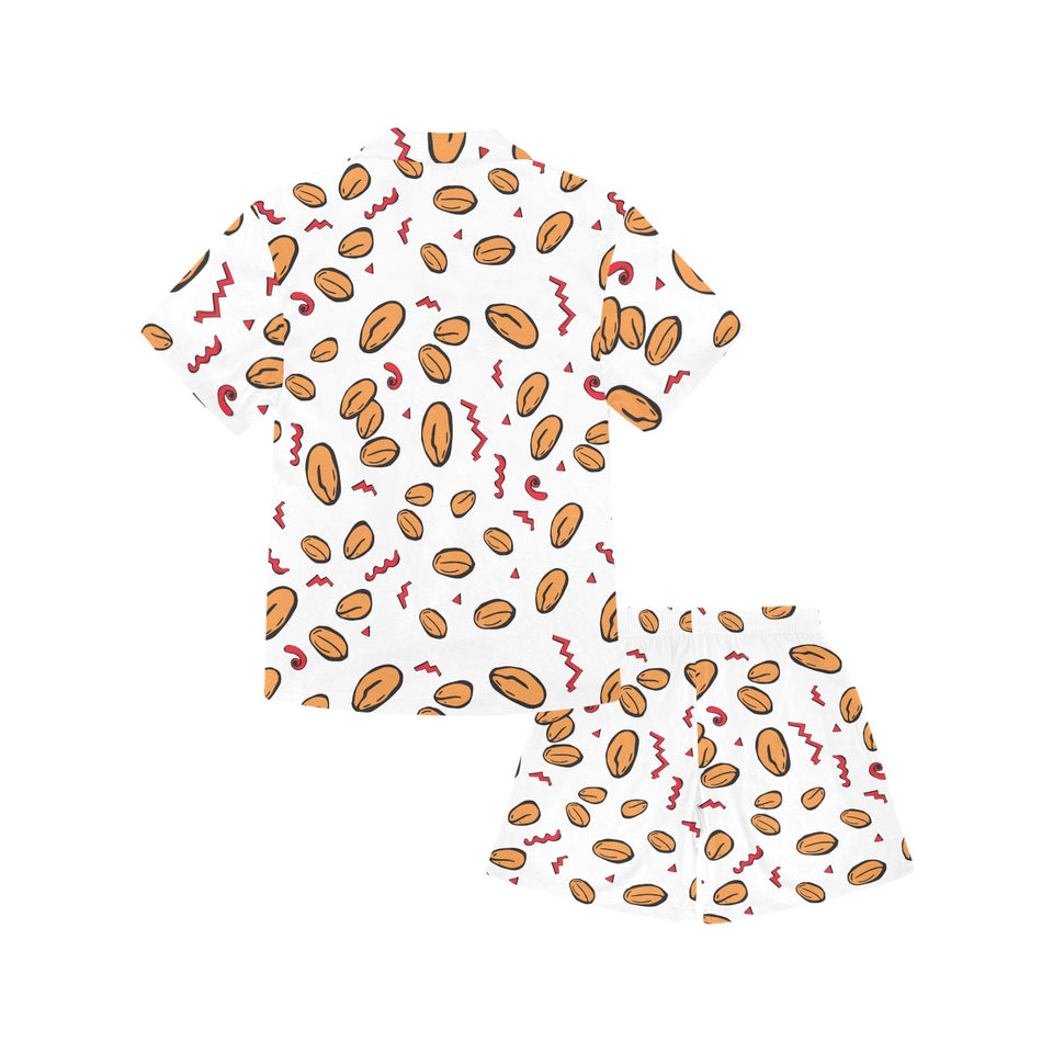 peanuts pattern background Kids' Boys' Girls' V-Neck Short Pajama Set