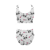 Hand Drawn faces of pandas pattern Chest Bowknot High Waisted Bikini Swimsuit