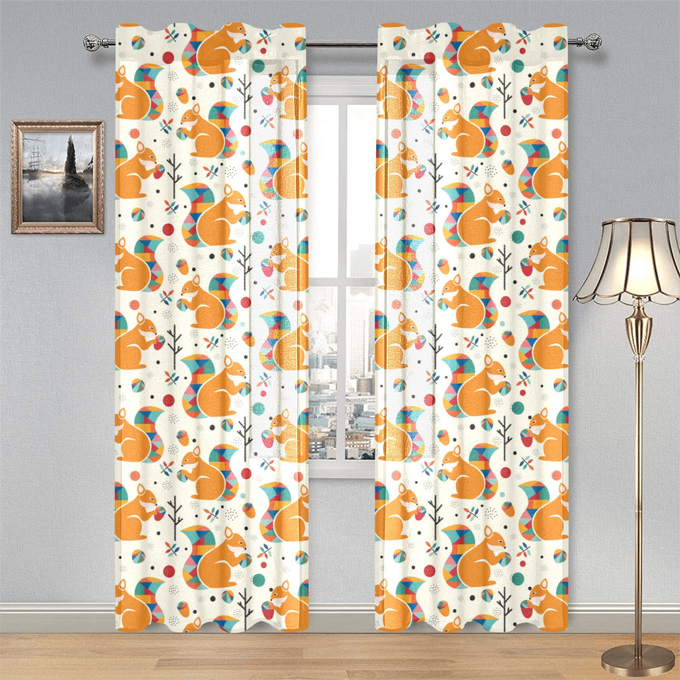 Squirrel Pattern Print Design 04 Gauze Curtain