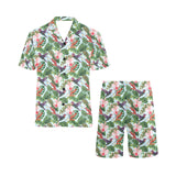 Hummingbird Pattern Print Design 05 Men's V-Neck Short Pajama Set