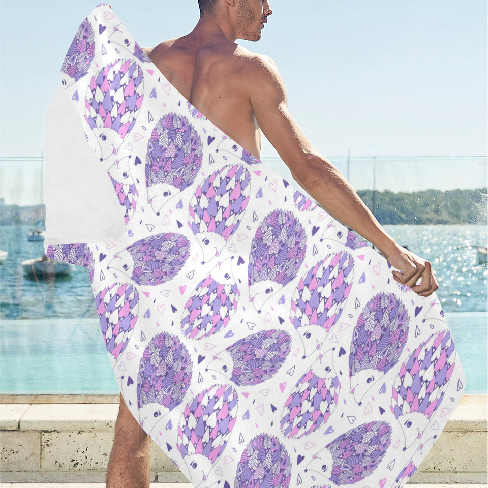 Hedgehog Pattern Print Design 05 Beach Towel