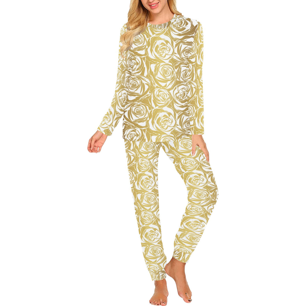 Rose Pattern Print Design 05 Women's All Over Print Pajama Set