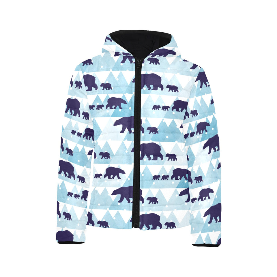 polar bear winter snow pattern Kids' Boys' Girls' Padded Hooded Jacket