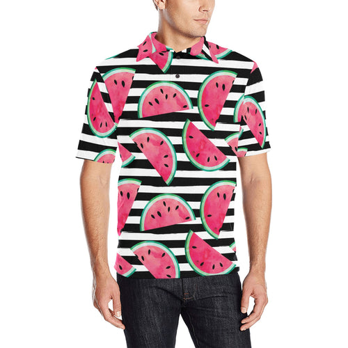 Watercolor paint textured watermelon pieces Men's All Over Print Polo Shirt