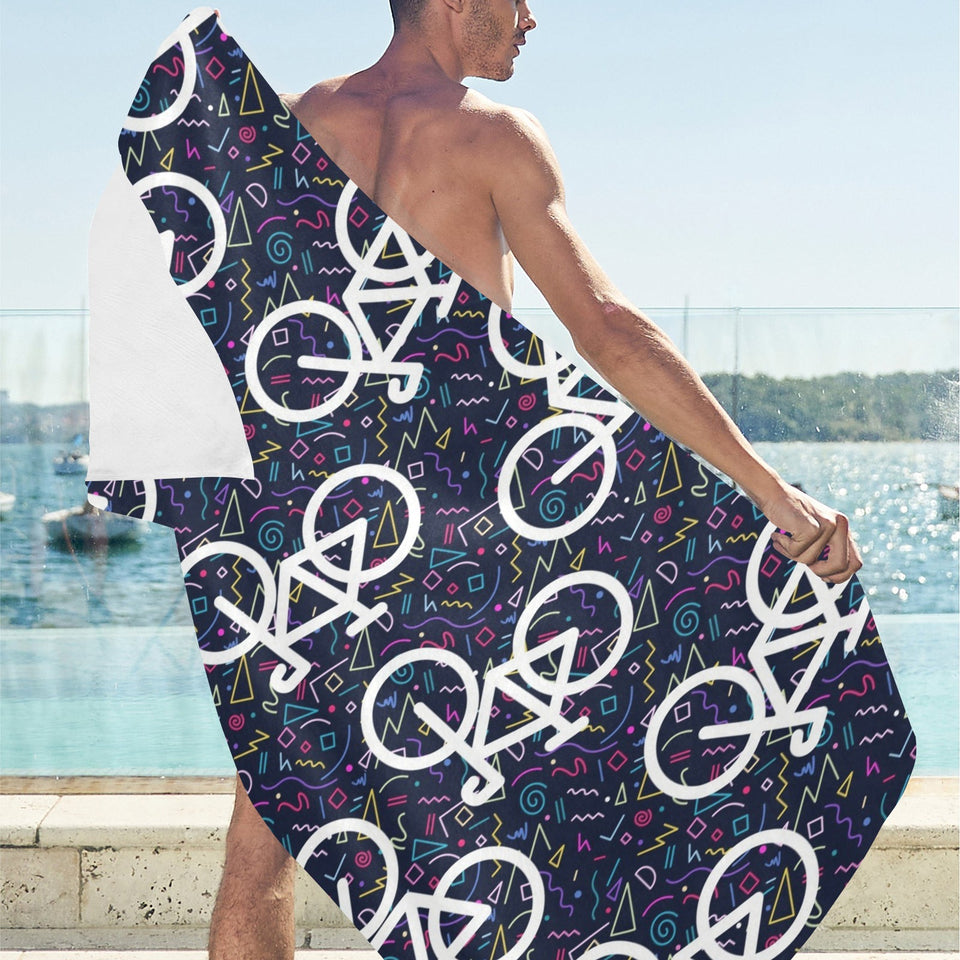 Bicycle Pattern Print Design 03 Beach Towel