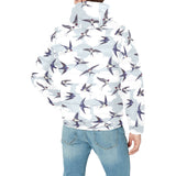 Swallow Pattern Print Design 05 Men's Padded Hooded Jacket