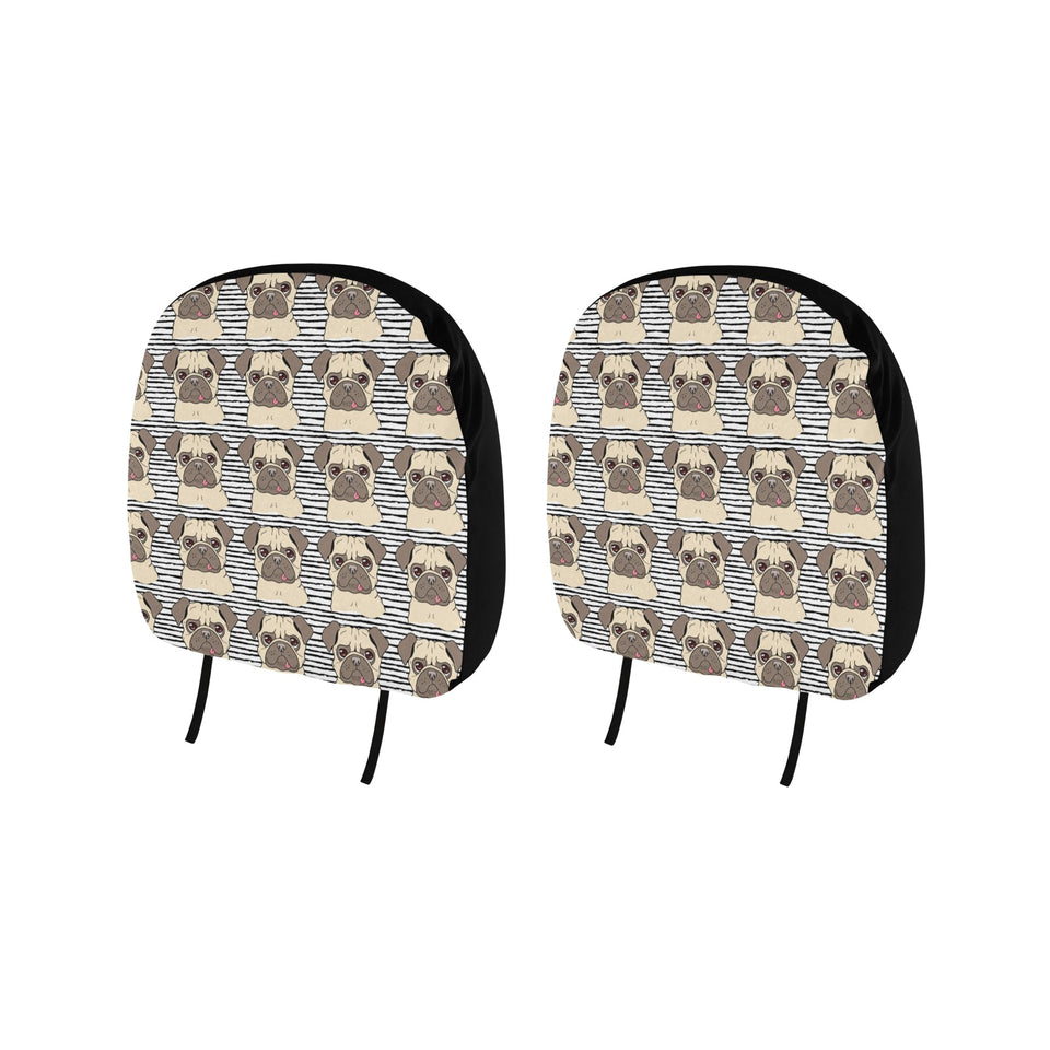 Happy pug pattern Car Headrest Cover