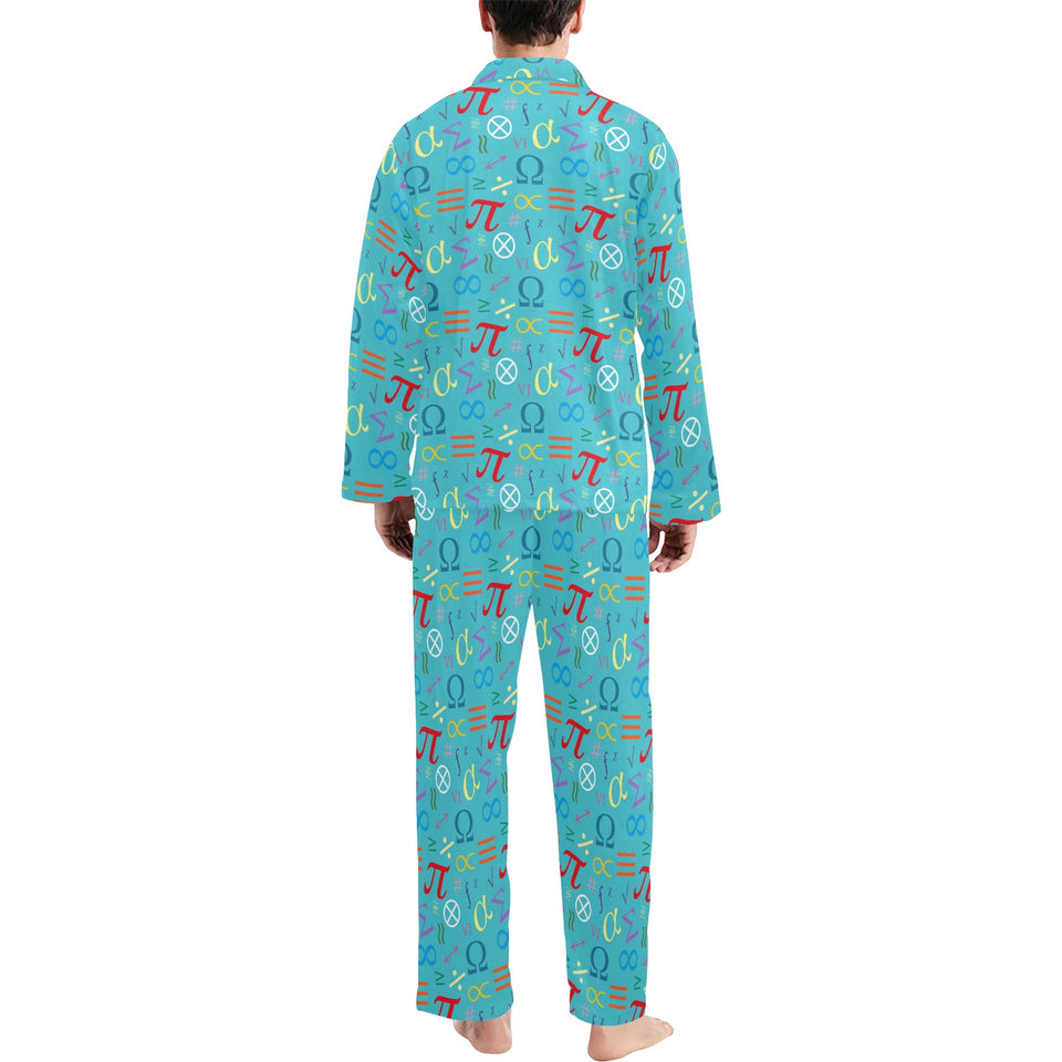 Math Pattern Print Design 02 Men's Long Pajama Set