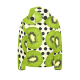 kiwi black dot background Kids' Boys' Girls' Padded Hooded Jacket