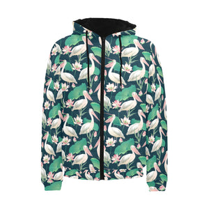 Pelican Pattern Print Design 03 Men's Padded Hooded Jacket