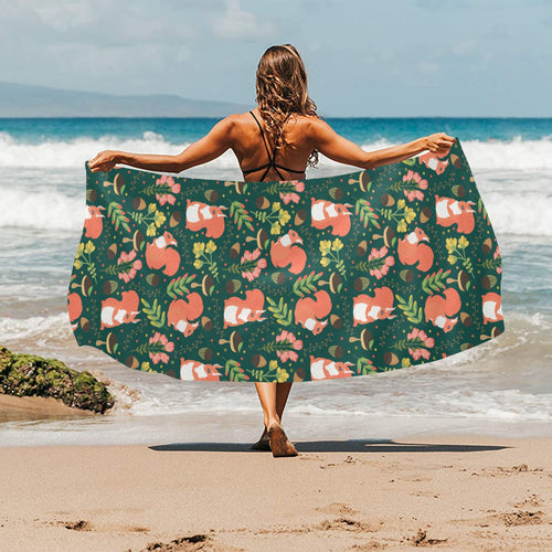Squirrel Pattern Print Design 03 Beach Towel